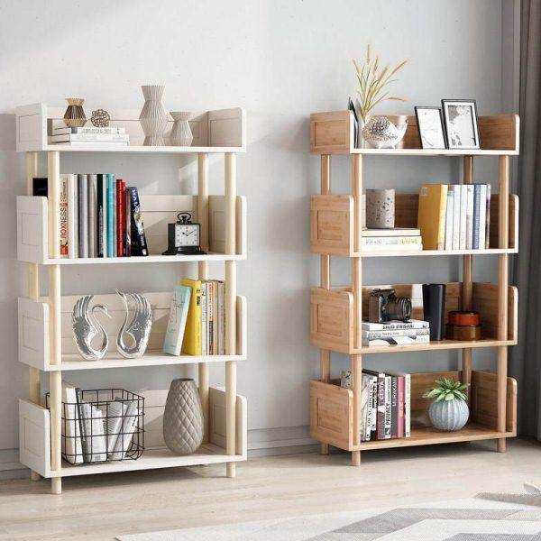 书架简易落地客厅实木多层置物架卧室收纳架展示架家用小型书柜子,淘宝优惠券,粉丝福利购,淘宝优惠卷