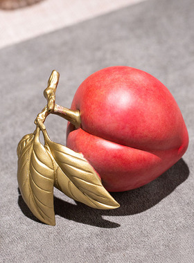 朱炳仁铜 喜乐桃桃摆件书桌办公桌装饰铜雕桃子工艺品创意礼品
