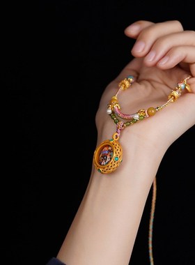 藏式吊坠b绳小清新唐卡扎基拉姆前世今生项链绳复古民族风脖挂