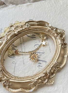 巧恩ins小众h原创设计天然水晶手串DIY黄水晶雏菊手链厂家直批