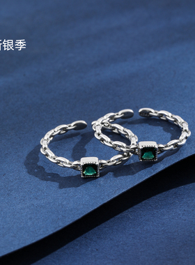 s925纯银绿宝石开口戒指设计师
