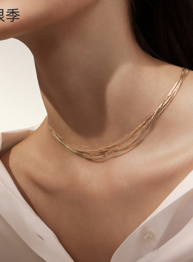 新银季多层纯银蛇骨链项链
