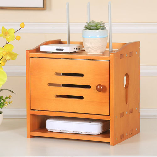 实木路由器收纳盒无线wifi收纳架子机顶盒插线板电线整理盒置物架 - 图2