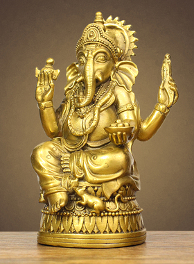 纯铜象神摆件泰国象鼻财神天目象象鼻天印度护法神像泰式装饰摆件