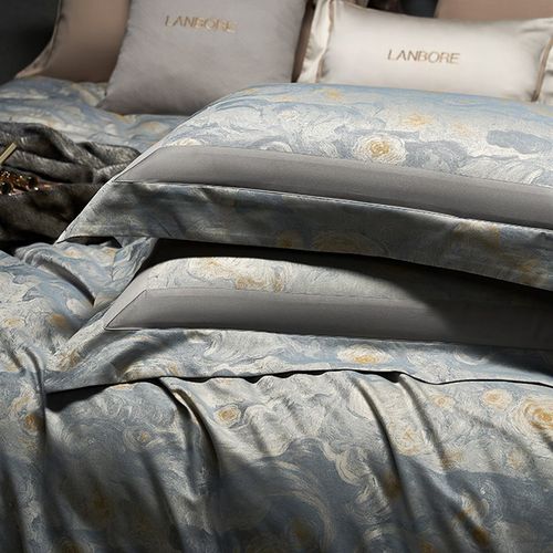 【顶奢色织】高定500TC埃及GIZA86吉萨长绒棉梵高油画星空四件套 - 图3