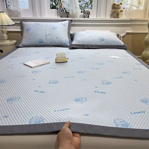 夏天凉感豆豆凉席三件套床笠款可机洗水洗夏季凉垫软席子2025新款 - 图0