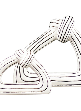 轻奢现代创意装饰摆件家居样板房玄关书架黑白线条几何绳结装饰品