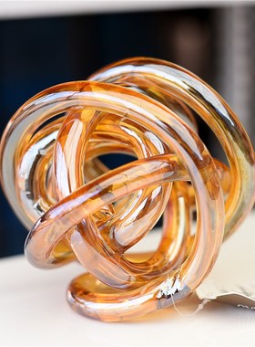 每周一三五10点上新/抽象艺术现代彩色玻璃麻团桌面装饰摆件B12-4