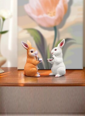 看书兔家居饰品花园盆景小饰品装饰庭院可爱兔子治愈系迷你小摆件