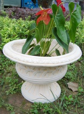 简欧仿竹编田园风格雕塑花盆新房装饰摆件绿植多肉花瓶花器花桶