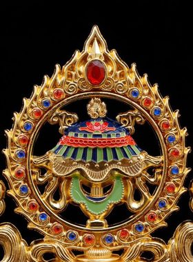 藏式密宗的八吉祥摆件大号高脚铜合金彩绘供彿吉祥八宝八瑞相珐琅