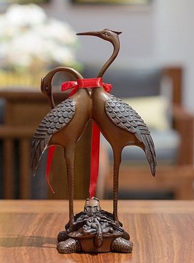 古铜官铜鹤摆件龟鹤仙鹤客厅装饰艺术品祝寿乔迁新居店铺开业礼品