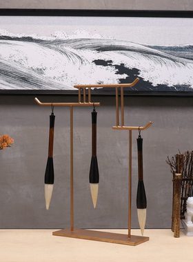 新中式现代创意书房办公室毛笔架艺术品摆件客厅玄关酒柜软装饰品