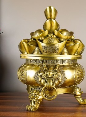 巩福海 黄铜聚宝盆摆件 全铜摆件元G宝聚宝盆存钱罐家居饰品摆件