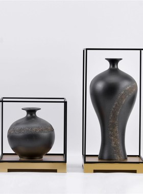 新中式禅意陶瓷花器摆件样板y间售楼处客厅酒店玄关桌面装饰摆放