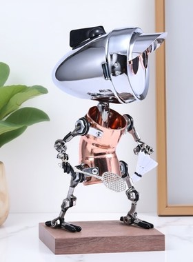 工业风金属高级手工机器人夜灯y桌面氛围摆件运动羽毛球男友礼品
