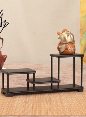 实木紫光檀中式桌面收纳多层架茶壶摆件I展示架盆景香炉铭杯多宝