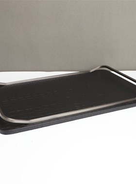 新中式黑色托盘摆件样板房售楼部卧室书房客厅桌U面玄关软装饰品