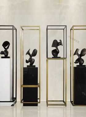 商业售楼处大厅酒店大堂大理石基座大型落地石墩雕塑摆件装饰摆台