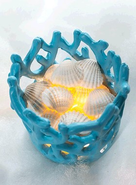 地中海仿真树脂珊瑚饰品玄关酒柜书桌酒店家居装饰摆件LED珊瑚