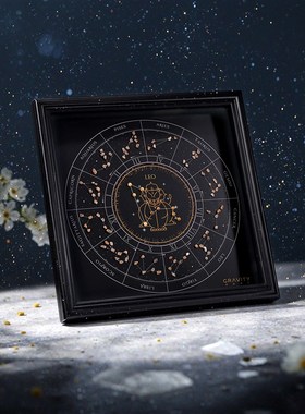 地心引力天然水晶矿石十二星座幸运石摆件12寸相框小众高级感送礼