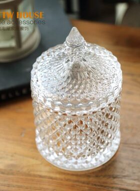 大号带盖透明玻璃糖罐储物罐创意摆件厨房糖果罐欧式糖缸带盖果盘