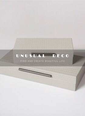 现代简约高端软装样板房售楼处皮质首饰盒装O饰盒桌面饰品书柜摆