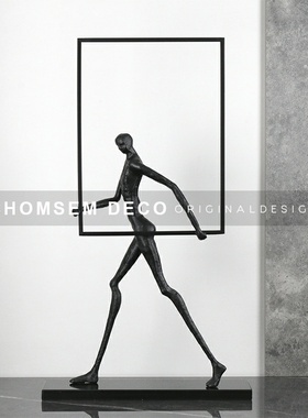 现代简约b抽象大型艺术铁人物雕塑摆件样板房间坐姿人售楼处摆设