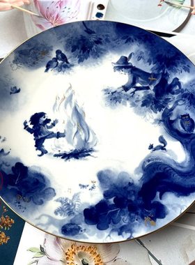 德国MEISSEN梅森瓷器 童话系列 侏儒妖 1984年度描金赏盘挂盘25CM