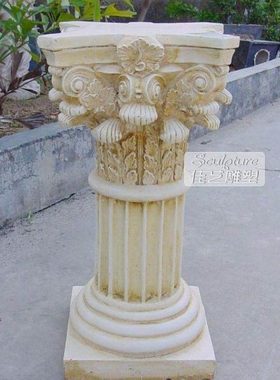 欧式玻璃钢人物雕塑艺术品客厅户外落地摆设可定制作龙头罗马柱