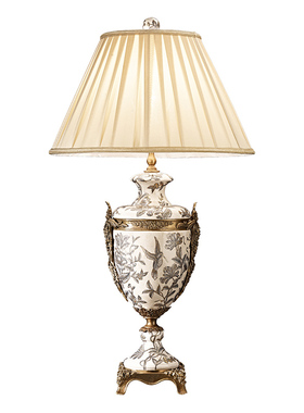 蒂高美居台灯欧式简约手绘陶瓷家居装饰别墅书房卧室摆件床头灯