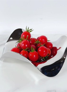 简约欧式银色金属不规则流线果盘托盘摆件厨房Q餐厅样板房软装饰