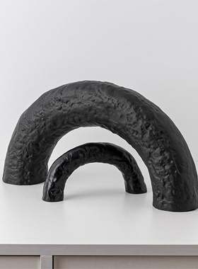 现代北欧几何拱形半圆摆件软装样C板间售楼部不规则黑白色家居饰