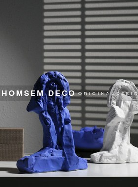 现代样板房e间轻奢陶瓷人物摆件售楼处酒店大厅软装玄关柜壁柜摆