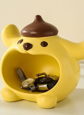 布丁狗入户钥匙收纳树脂摆件卡通玄关客厅茶几杂物整理储物盒