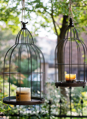 掬涵 铁艺装饰鸟笼花器摆件吊篮花盆花架悬挂烛台插花橱窗婚庆
