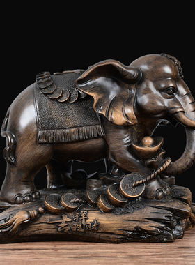 招财大象摆件一对纳福象乔迁新居礼品客厅L电视酒柜搬家装饰工艺