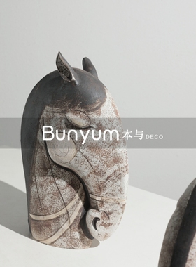 侘寂风复古艺f术做旧陶瓷摆饰民宿样板房样品屋展示中心客厅软装