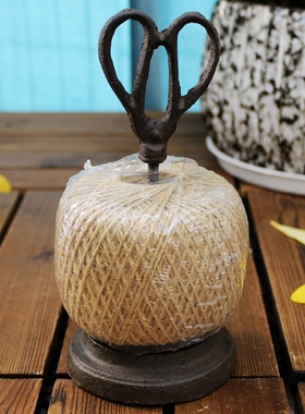 复古创意个性杂货铸铁线s轴送麻绳剪刀素材家居软装装饰桌面摆件