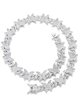 跨境蝴蝶镶钻古巴链buolingbuling潮人奢华项链毛衣链亚马逊