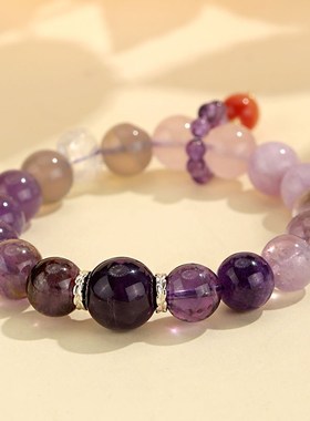2024龙年本命年九紫离火紫水晶串珠手链女小众高级V感手串首饰