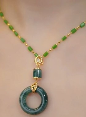 小众轻奢平安扣吊坠项链女高级感B新款个性百搭高档复古配饰颈链