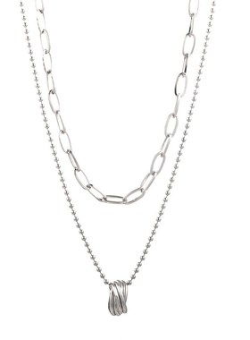 新款双层叠戴项链女卫衣链毛衣B链长款百搭简约装饰轻奢小众饰品