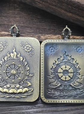 新款双面唐卡盒子4*5嘎乌盒挂件吊坠六字八宝 海螺唐卡钢化玻璃盒