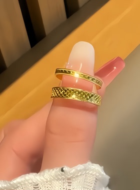 正品龙鳞戒指金包银实心爆闪蜂巢碎冰冰指环24k情侣对戒送女友