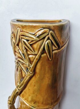 石湾陶瓷公仔家居装饰摆件花瓶挂阳台防盗网手工艺杨庆焜竹报平安