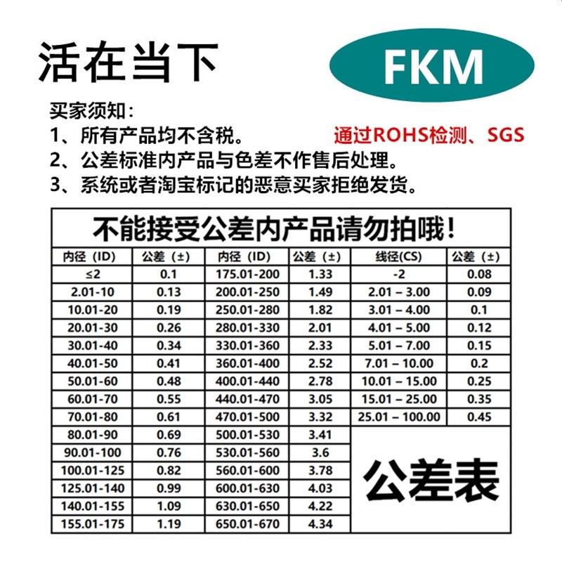 【ROHS】氟胶O型圈FKM线经4mm外径235/24F0/245/250/255/260/265 - 图0