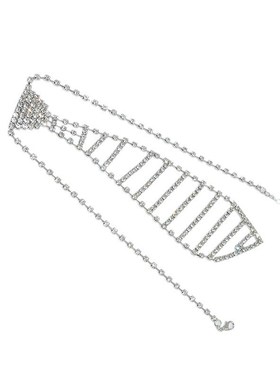 欧美跨境热销镶钻项饰女s个性夸张设计感水钻领带潮流水晶项链饰