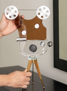 轻奢复古怀旧电影放映机水晶摆件客D厅样板间酒店会所民宿软装饰