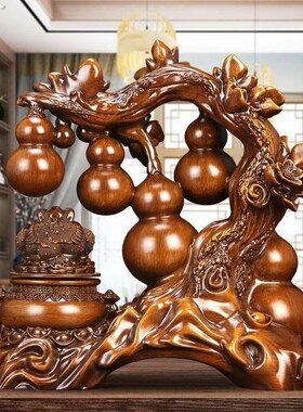 金蟾旋转五福临门葫芦招财家用旺宅客厅酒柜装饰品开业乔迁摆件